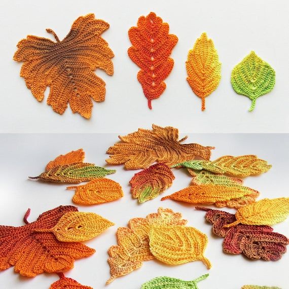 Crochet pattern Autumn leaves. Crochet leaf pattern. Fall table decor. Crochet f...