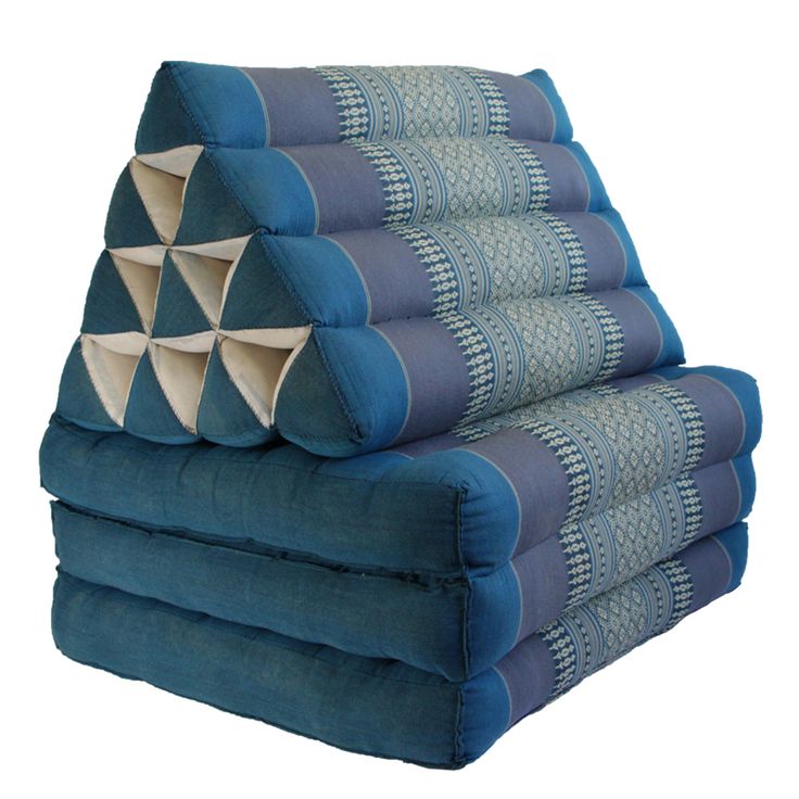 Thai Triangle Cushion Fold Out Day Bed Blue 160 x 50cm by Traditional Thai Triangle Pillows ...