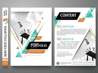 Flyers design template vector.Brochure report business magazine poster.Abstract blue cover book portfolio presentation.Flat orange triangle on poster design layout.City design on A4 brochure layout. – Image | Adobe Stock