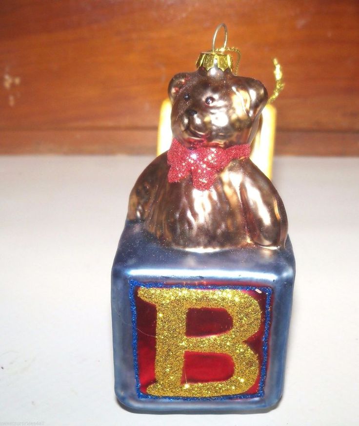 glass teddy bear christmas ornament alphabet block new alphabet christmas ornaments