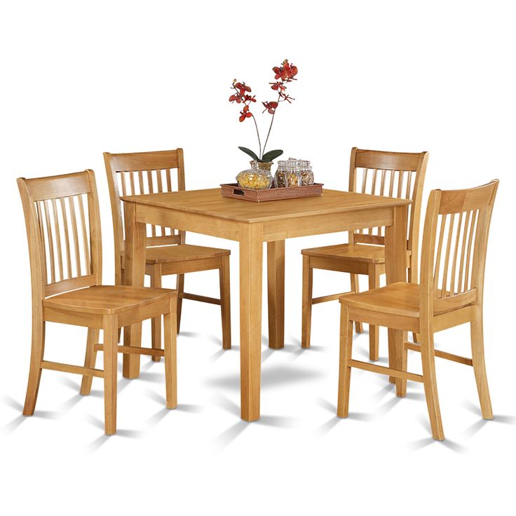 Oak Square Table And 4 Kitchen Chairs 5 Piece Dining Set Oak Square Table And 4 Kitchen Chairs 5 Piece Dining Set