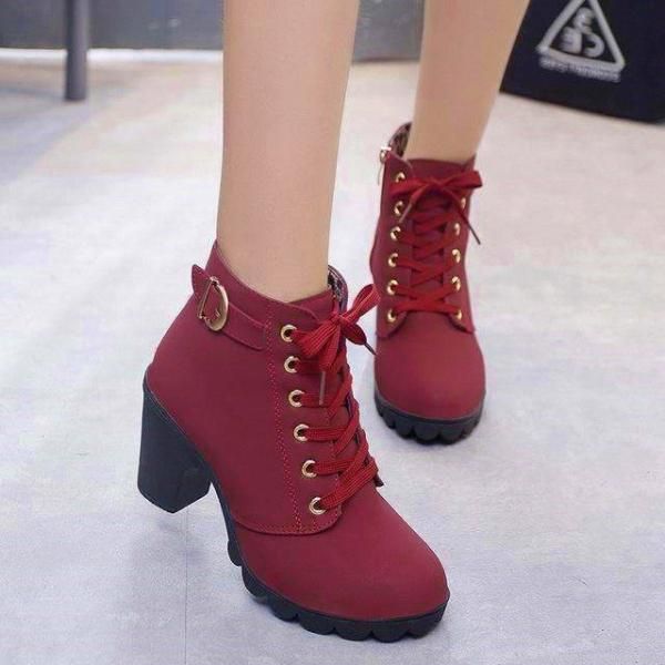 Details about / Women Chunky Heel Mid Calf Boots Back Zip Round Toe Booties Shoes Winter Warm D