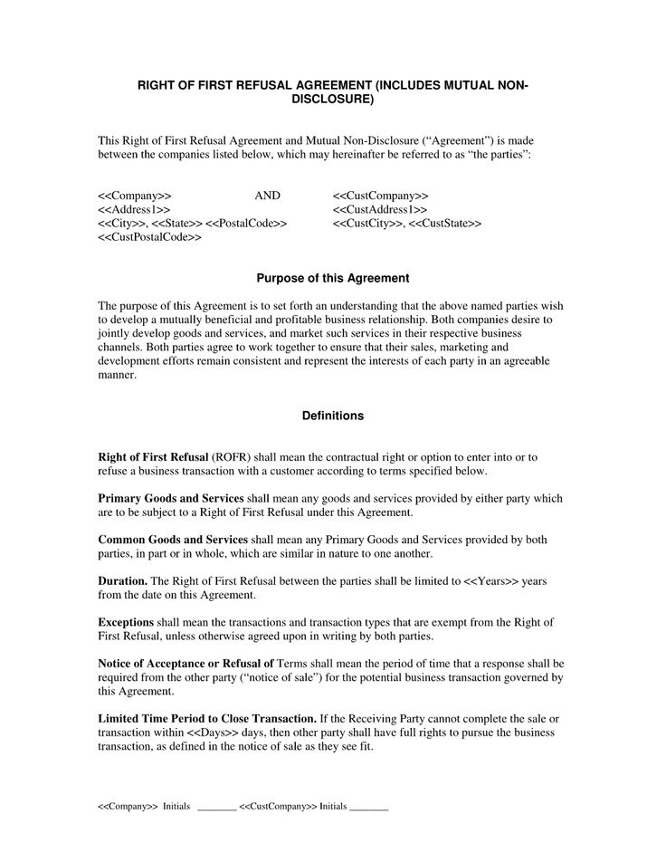 17 Best Legal Document Sles Images On Pinterest Sle Resume Avocado And Lawyer Right Of Refusal Template Real Estate
