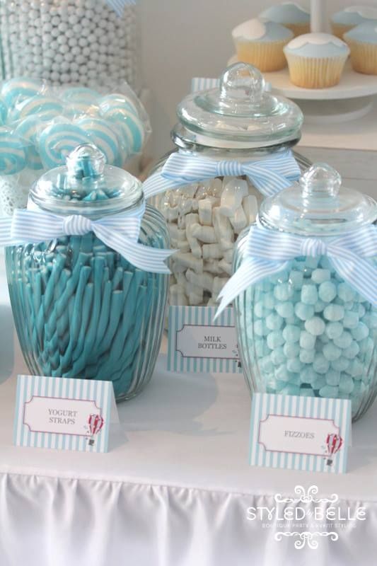 Junge Heißluftballon themenorientierte Tauf-Bonbonglas-Nachtisch #bonbonglas #...