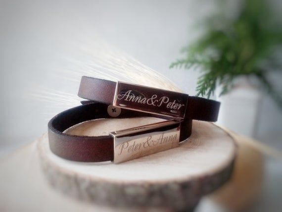 His And Her Name Bracelet Gift Set Custom Handwriting Couple