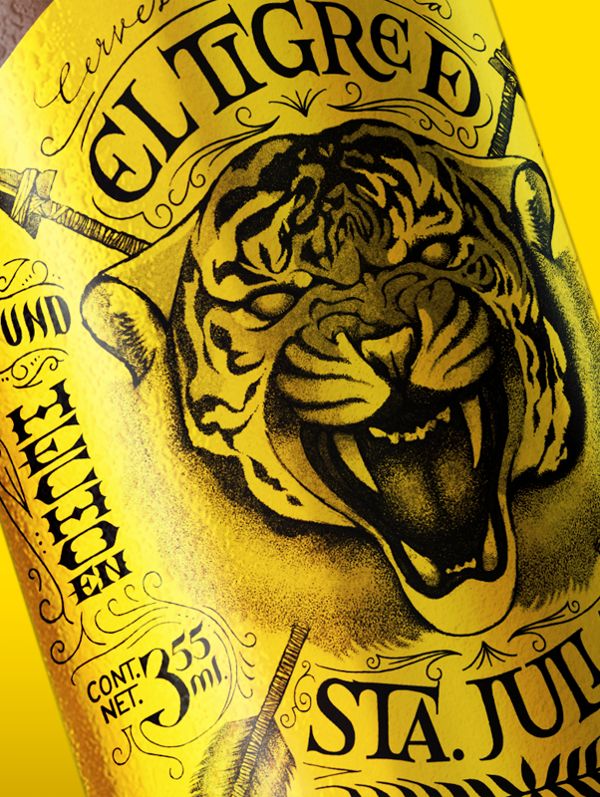 El Tigre De Santa Julia By Christian Antolin Via Behance Alcohol Packaging Design Gifts For Beer Lovers Beer Label Design