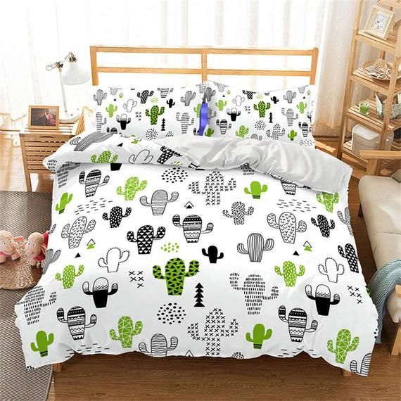 Bedding Set Cactus Plant Quilt Cover Duvet Cover With Pillowcases Single Twin Double Full Queen Kin In 2021 Duvet Bedding Sets Bedding Sets Luxury Bedding