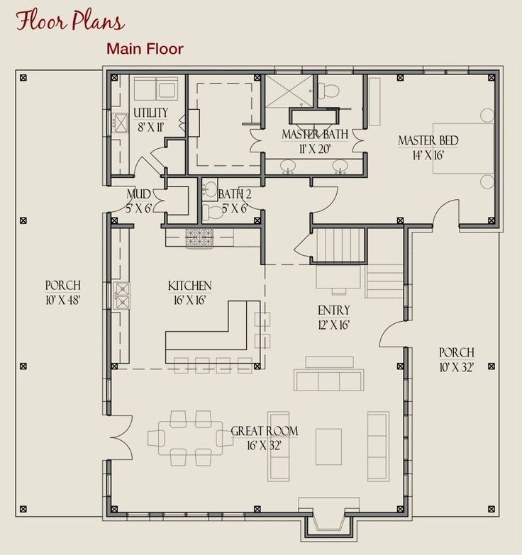 Main Floor Plan Farmhouse Series 52x48 Timber Frame Style Home More Main Floor Plan Farmhouse Series 52x48 Timber Frame Style Home More