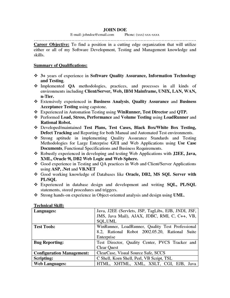 quality assurance resume sample