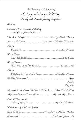 free examples of wedding program wordings and layouts from free church program template