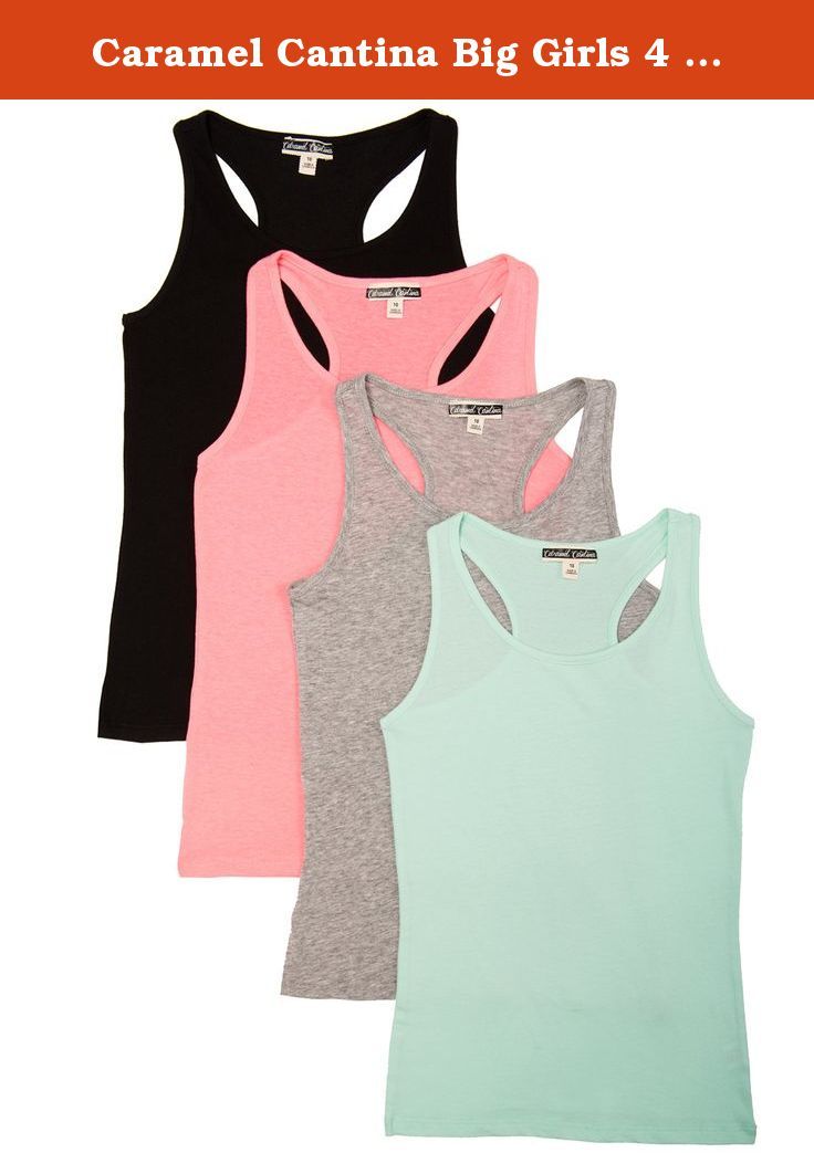 Caramel Cantina Big Girls 4 Pack Racerback Tank Tops