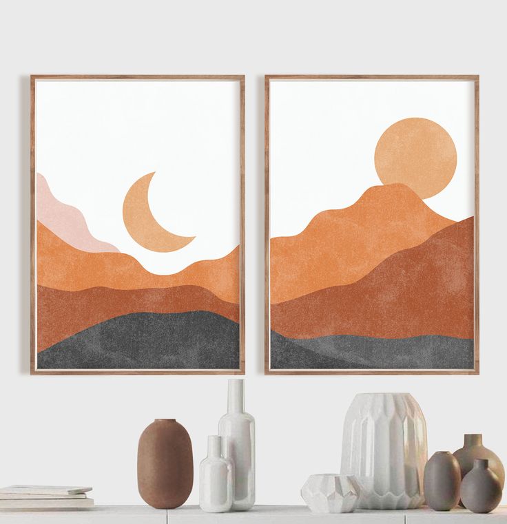 Retro Printable Line Art Instant Digital Download Sunrise Abstract Wall Art Neutral Wall Art Abstract Desert Mid Century Arch Print
