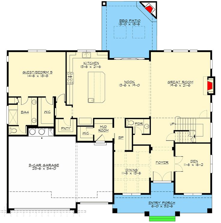Plan 23746jd Modern Craftsman House With 2 Story Great Room Plans Kitchen Layout Modern Craftsman House Plans, What Is A 10×10 Kitchen Layout