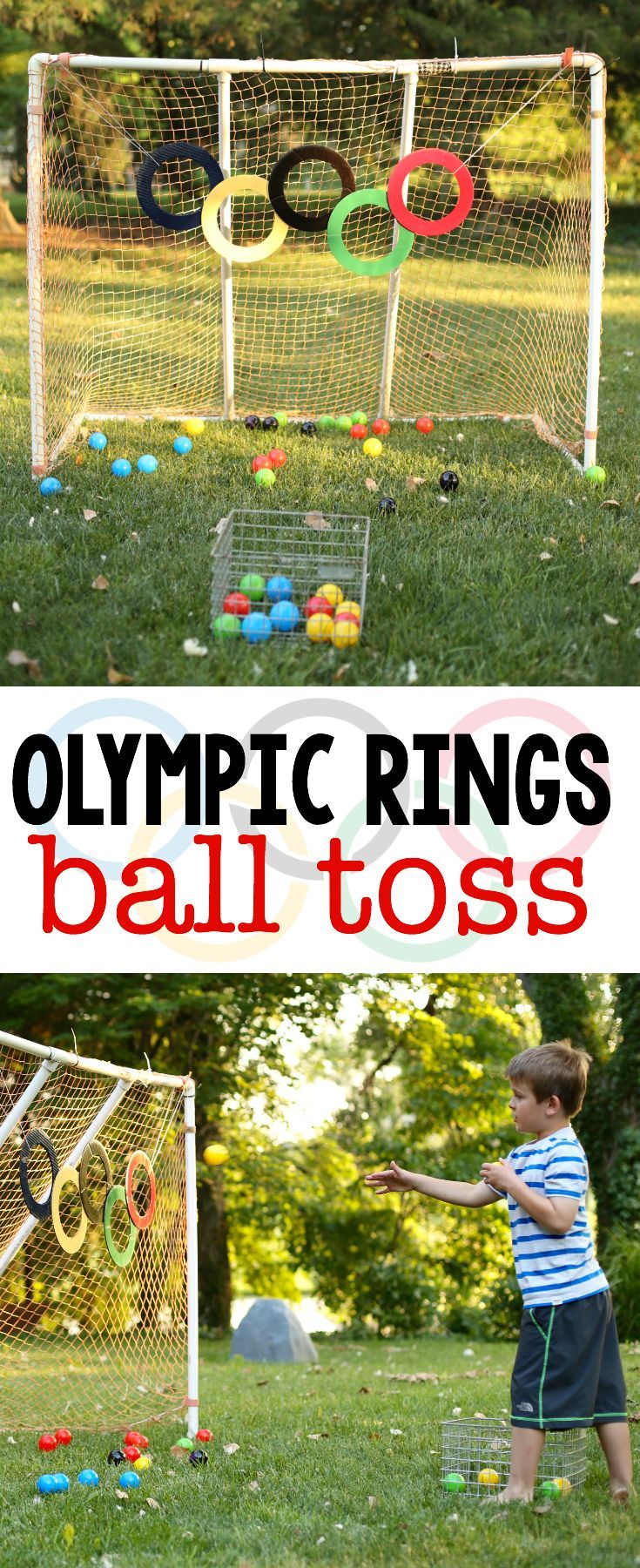 Olympic Rings Ball Toss: Super fun Olympic activity for kids of all ages! Grea...