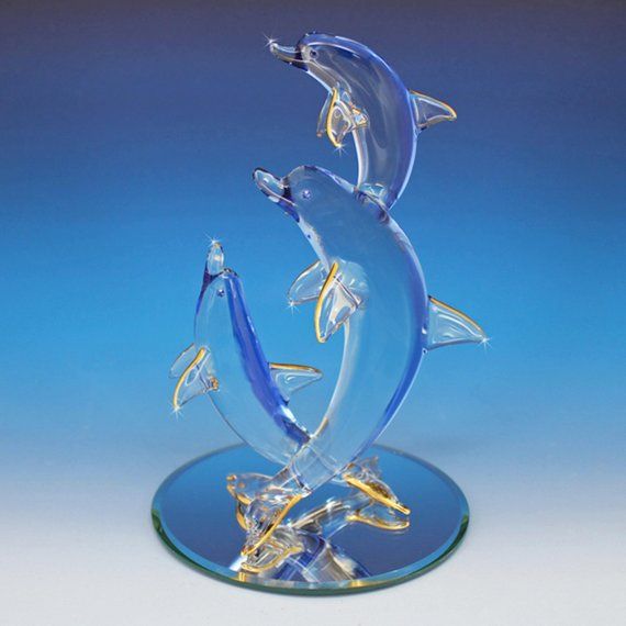 Art Glass Sculpture Made Of Glass Dolfin Animals Glass Handmade Blown Glass Figurine Art Blown Glass