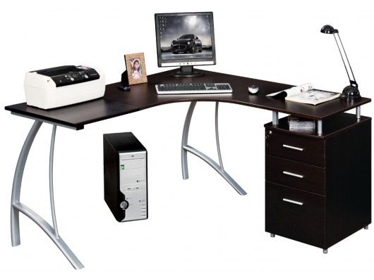 Bureau met hoek en opbergruimte ANTINOE Kleur: Zwart in ...