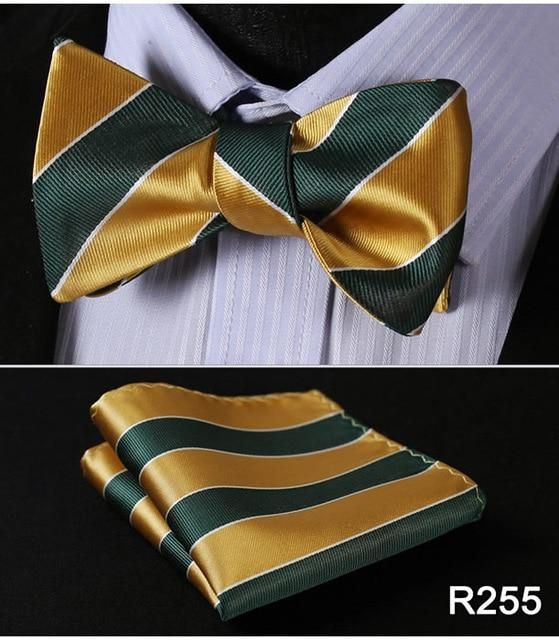 Check Striped Men Silk Cravat Ascot Tie Handkerchief Set #RM1