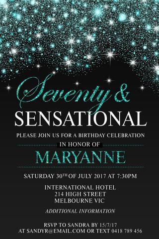 70th birthday party invitation digital printable template jade
