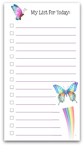 personal size to do list butterflies printable free butterfly template