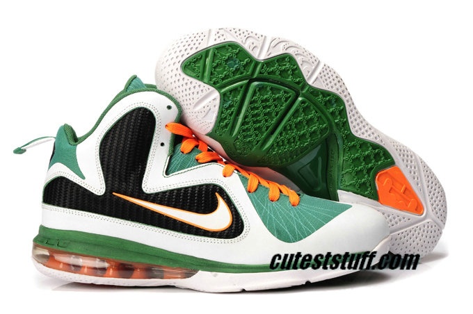 Nike Basketball Lebron 9 Shoes Miami Hurricanes White Gorge Green Total Orange 469764 102.jpg