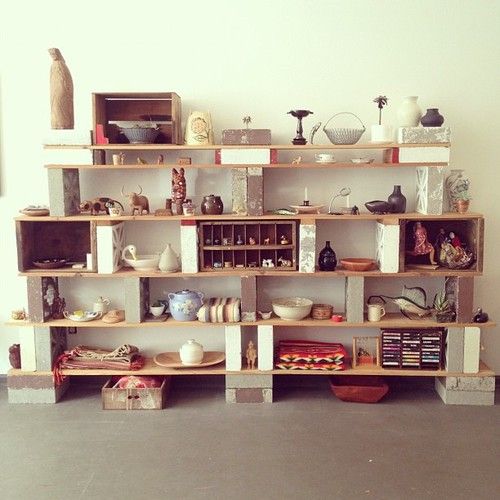 Cinder block shelves More Cinder block shelves More