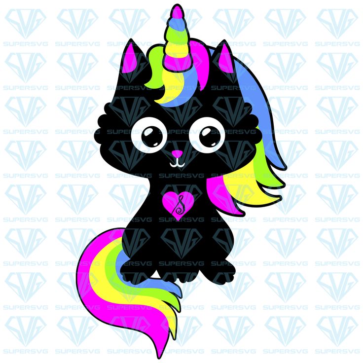 Download Black Cat Rainbow Caticorn Svg Files For Silhouette Files ...