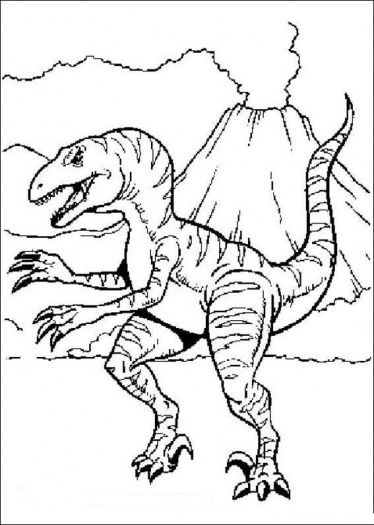 Download Tyrannosaurus and volcano eruption coloring page | Free Printable Coloring Pages | Dinosaur ...