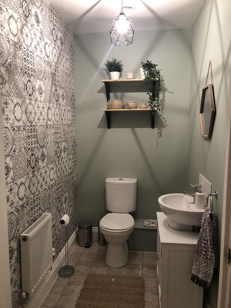 Sage green downstairs toilet decor Downstairs toilet, Narrow hallway
