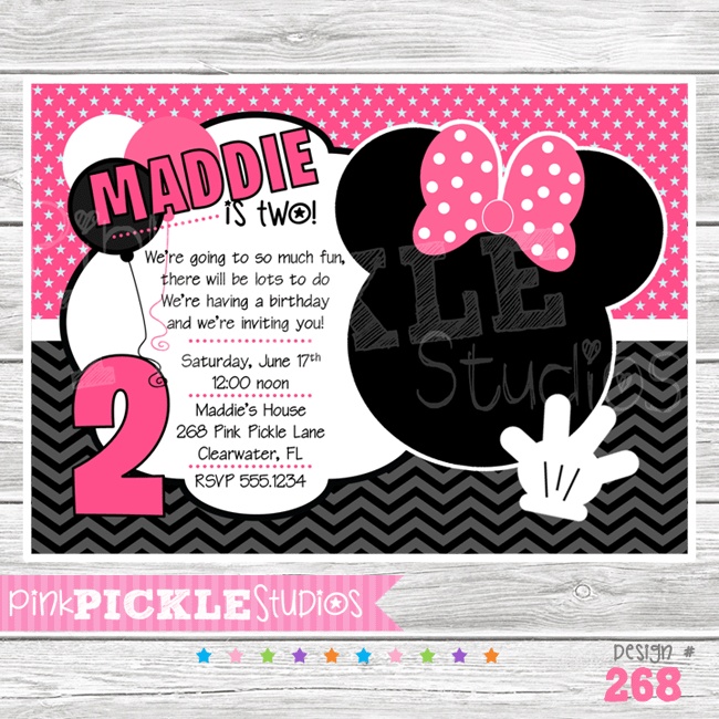 minnie mouse personalized invitations