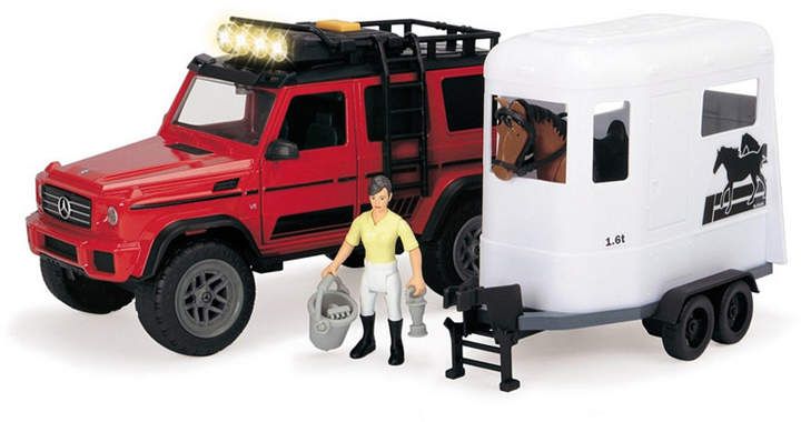 Bruder Toys 02592 Pro Series Land Rover Defender with Horsebox /& Horse 1:16