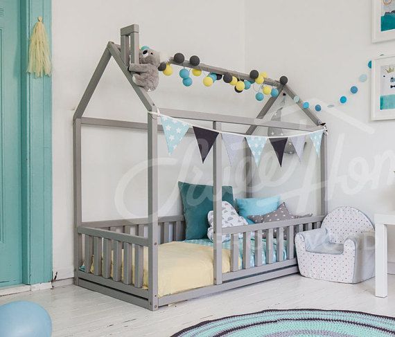 Bed House Is An Amazing Frame Bed For Sleep And Play Like In Play Tent This Adorable Floor Bed Will Make Transition Kid Beds Kids Bed Frames Toddler Bed Frame