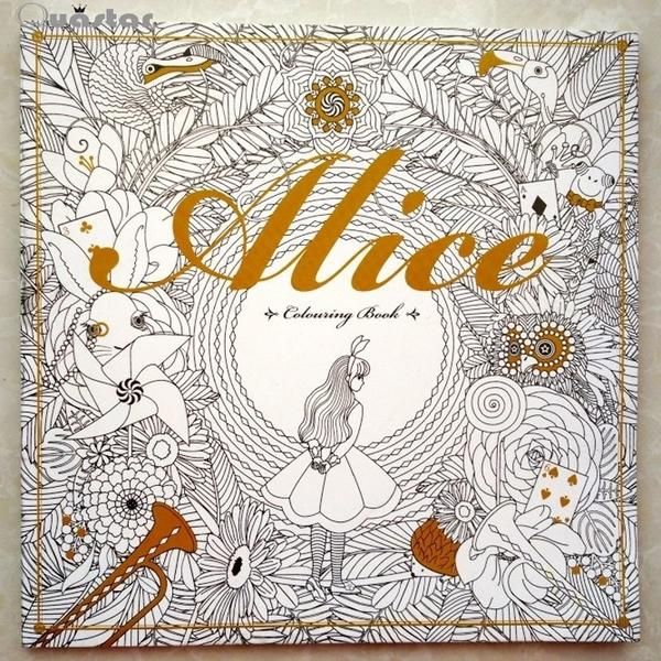 96 Pages Alice In Wonderland Colouring Book For Adult Relieve Stress Secret Garden Style Graffiti Painting Cheap BooksPainting DrawingColoring