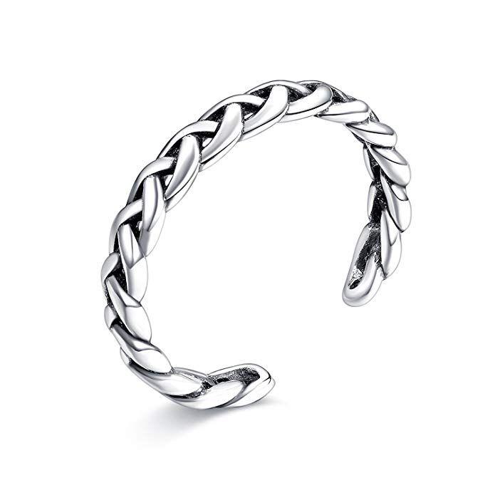 <b>LicLiz Sterling Silver</b> Braided Celtic Knot Adjustable Open Band ...