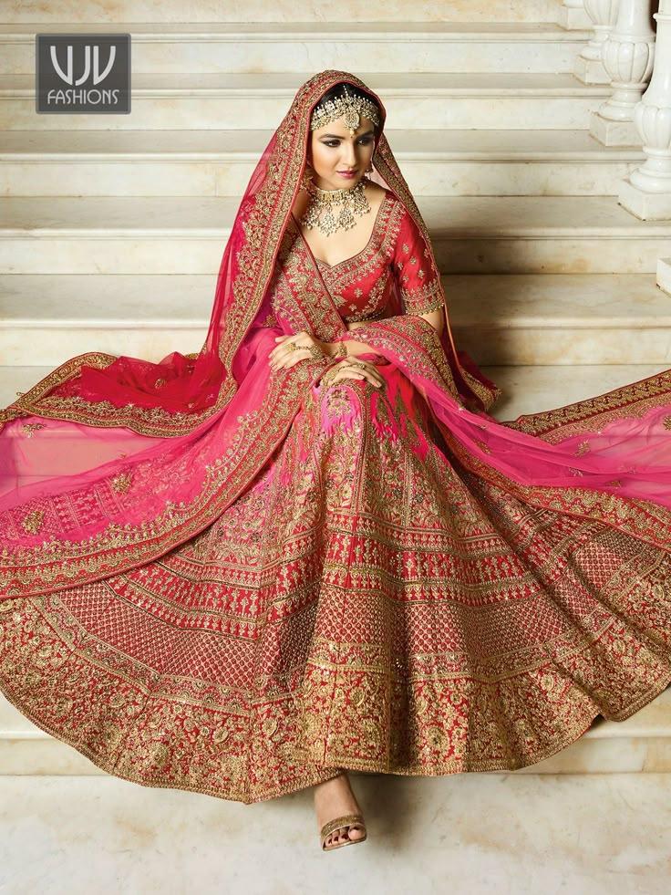 Buy Bridal Pink Lehenga, Silk Wedding Lehenga Choli - VJV Fashions