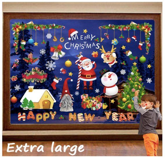 Merry Christmas Window Wall Decal Sticker Snowflake Santa Claus Home Xmas Decor Merry Christmas Window Wall Decal Sticker Snowflake Santa Claus Home Xmas Decor