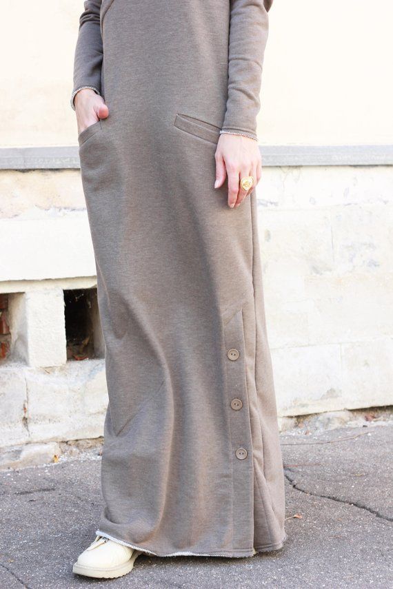 Soft Cotton Dress, Long Dress, Daywear Dress, Casual Dress, Cappuccino Dress, Maxi Dress, Womens Dre