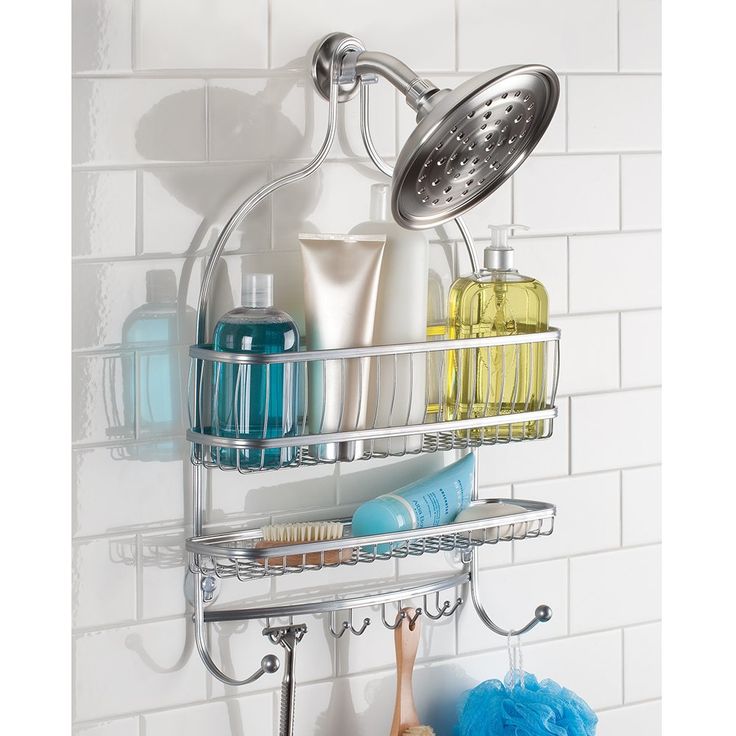 InterDesign York Lyra Bathroom Jumbo Shower Caddy Shelves Silver 16 x 4 Are Shower Caddies Bad For Shower Head