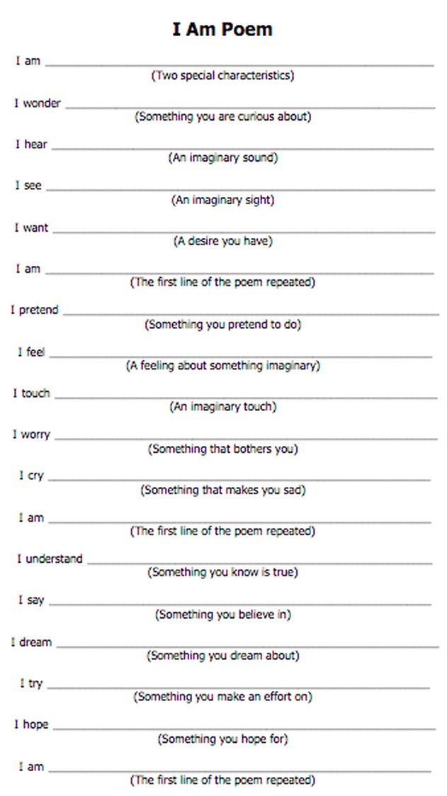 Blog And Provided You With Feedback I Am Poem Template Poem Template 