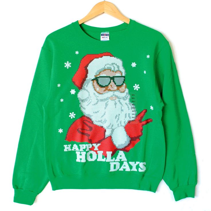 happy holla days cool santa ugly christmas sweater style the ugly christmas sweater