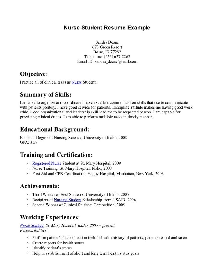 new graduate registered nurse resumes