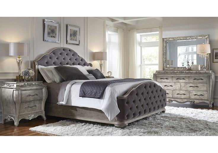 Elegant And Sumptuous Rhianna Bedroom Set By Pulaski Furniture Envelopes You In Total Luxury The Aged Silver Patina Finish Enhances Sinuously Curved