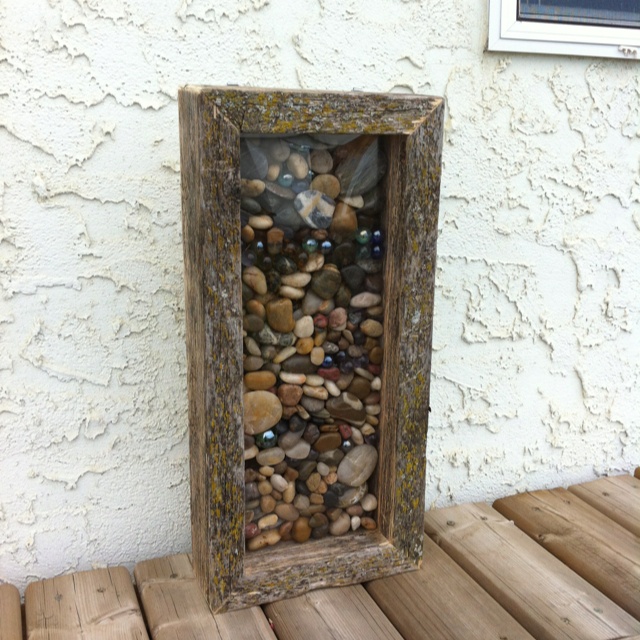 Barn Board River Rocks Marbles Framed Display Case Barn Board River Rocks Marbles Framed Display Case