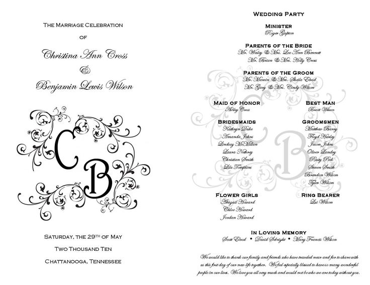 wedding programs wording