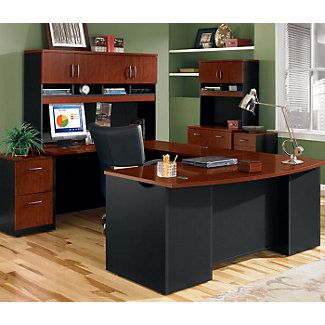468 Best Office Desks Images On Pinterest Business Furniture Via Complete Office Grouping With U Shaped Desk
