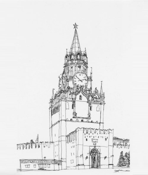 Спасская башня картинки нарисованные, века