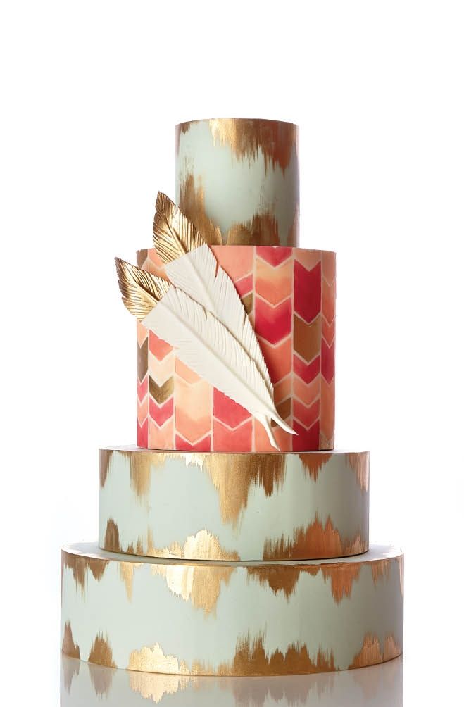 Boho Wedding Cakes Can Have An Ultra Glam Side This Stunning Cake Features Two Different Patterns And Gold Accents Throughout Including A Tipped Boho Wedding Cakes Can Have An Ultra Glam Side This Stunning Cake Features Two Different Patterns And Gold Accents Throughout Including A Tipped
