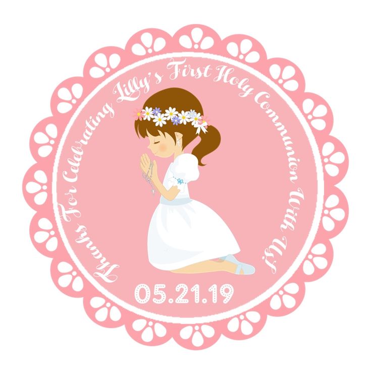 Pink Girl First Holy Communion Sticker Labels, Pink Communion Stickers, Girls Holy Communion ...