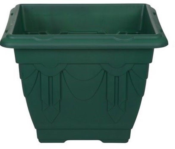 3 x Venetian Square Plastic Planters 41cm Forest Green Patio Flower Tub NEW