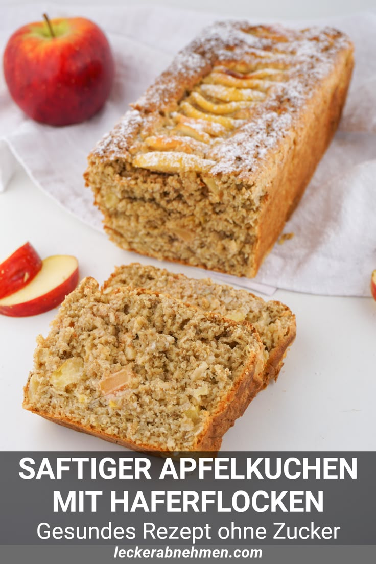Apfel Haferflocken Kuchen ohne Zucker
