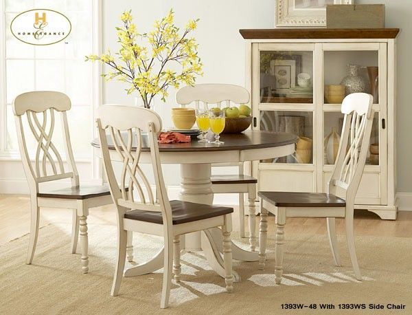 10 Best Under $1000 - Affordable Kitchen Tables Images On Ohana Antique White and Cherry 5 Piece Round Kitchen Table Set by Homelegance. Available at - 10 Best Under $1000 - Affordable Kitchen Tables Images On